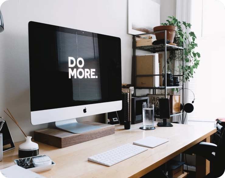 Mac with screen that says do more